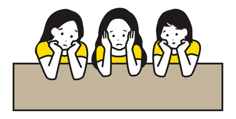 Naklejka premium Illustration of three troubled women background ver.