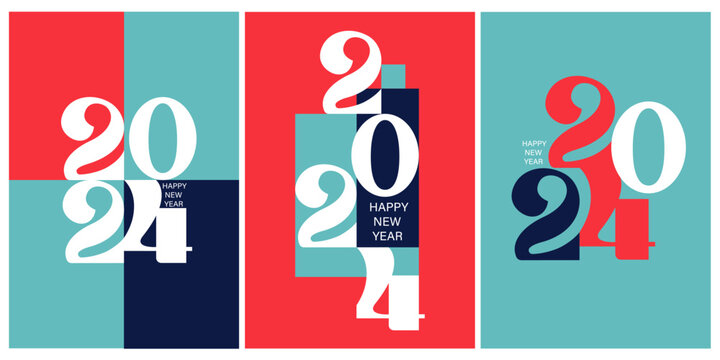 2024 New Year graphic design. Abstract numbers. Design for calendar, greeting card, poster, cover