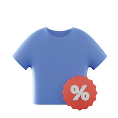 3d illustration of discount icon with tshirt