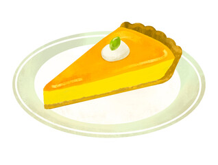ケーキのイラスト　かぼちゃのタルト