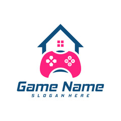 House Game logo template vector. Joystick design Icon. Stylized joystick buttons. Creative design © Top Studio