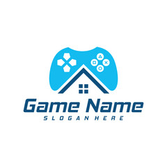 House Game logo template vector. Joystick design Icon. Stylized joystick buttons. Creative design © Top Studio