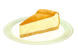 ケーキのイラスト　チーズケーキ　ベイクドチーズケーキ