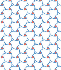 Naklejka premium Seamless vector ornament. Modern wavy background. Geometric modern blue, red and white pattern