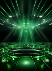 Ai Generated Backdrop With Illumination Of Green Spotlights For Flyers realistic image ultra hd high design
