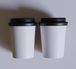 Coffee cup realistic color and realistic textures rendered with 3D software illutration