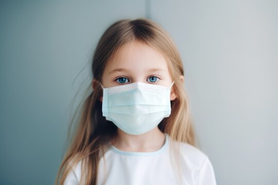 Little girl in a mask, quarantine