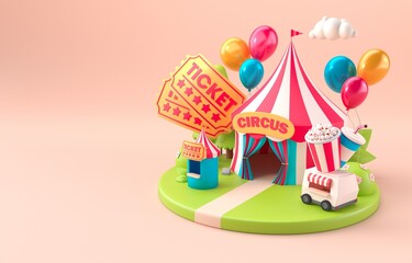 Isolated Circus Concept. 3D Illustration