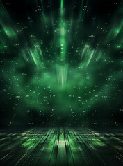 Ai Generated Backdrop With Illumination Of Green Spotlights For Flyers realistic image ultra hd high design
