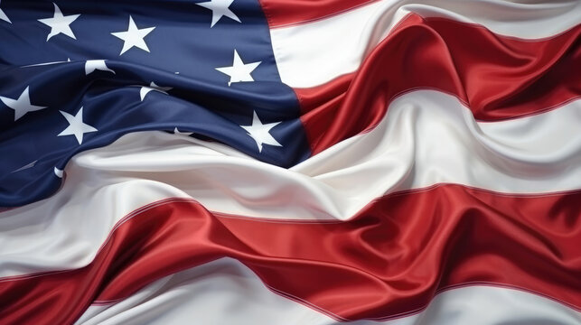 Close Up of an American flag with wrinkles, Background, Illustrations, HD