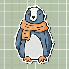 Cute penguin character sticker and scrapbook clipart