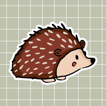  Cute Little Porcupine, Character Sticker. Clipart Scrapbook 