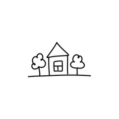 House illustration Hand drawn doodle Sketch line vector