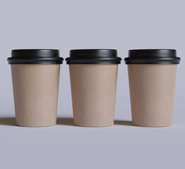 Coffee cup realistic color and realistic textures rendered with 3D software illutration