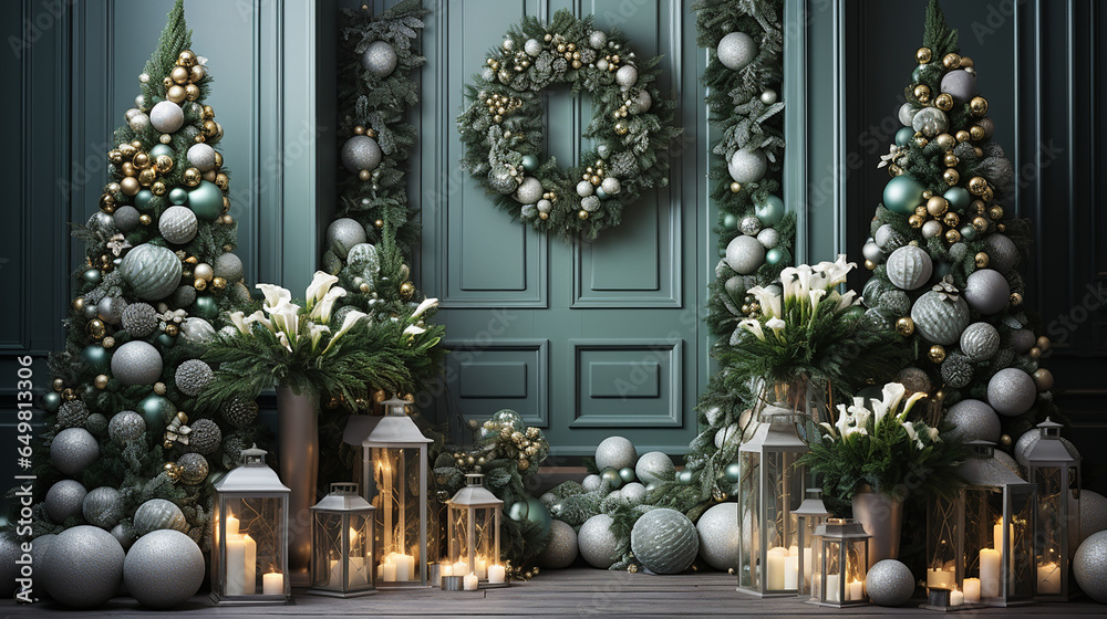 Wall mural Christmas elegant porch decoration