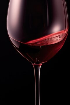 Close up of red wine in glass.