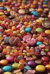 Fototapeta na wymiar A colorful candies and sweets vivid background.