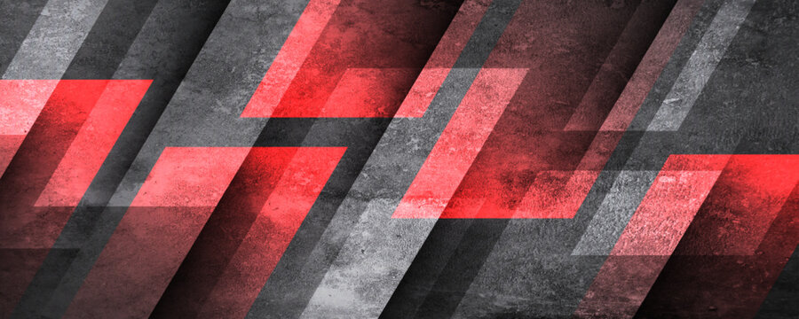 3D red gray techno abstract background overlap layer on dark space with rough decoration. Modern graphic design element cutout shape style concept for web banners, flyer, card, or brochure cover