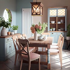 kitchen interior design with table and chairs