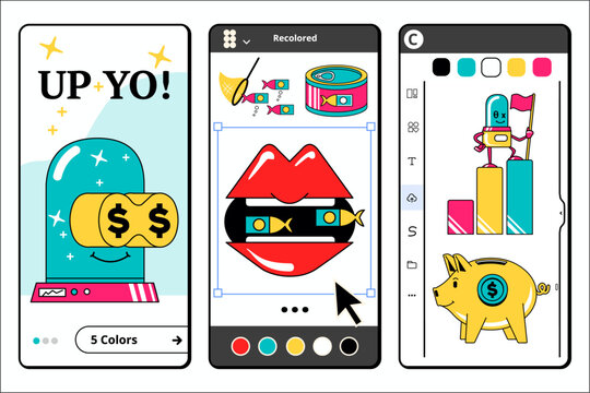 AI-Powered Fintech a Figma bundle. Set of symbols and tech objects of robot advisor applications for financial planning and innovative wealth management tools, vector illustrations in flat web design