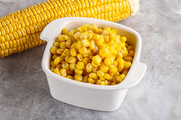Marinated corn in the bowl