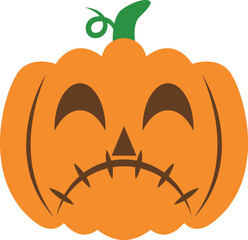 Naklejka premium Creepy orange halloween pumpkin vector icon