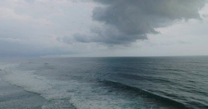 Aerial view of the Indian Ocean and a cloudy sky, Bali, Indonesia