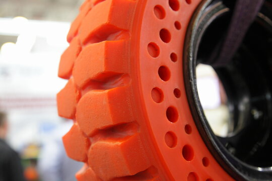 Modern orange cast Polyurethane wheel for forklift loader warehouse equipment