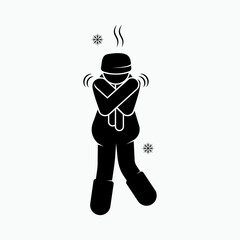 Fever Man Icon. Sick Symptom Symbol - Vector.