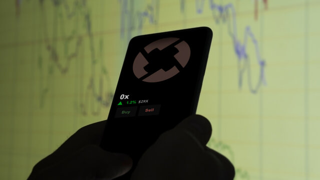 October 17th 2023. An investor analyzing the price of 0x, the crypto $ZRX broke out above the limit, ZRX and climbs above the price.