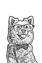 Fototapeta premium Dog artwork with ink hand drawing style isolated in white background