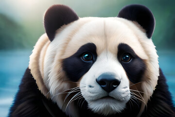 panda in wild forest forest background