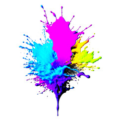 splattering ink blot frozen in an abstract 3d texture isolated on a transparent background