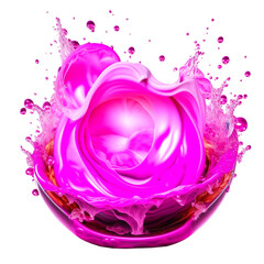 pink rose petals and liquid splash on a transparent background