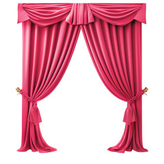 Detailed red curtain,  transparent background,