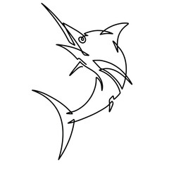 Vector continuous one line fresh marlin illustration