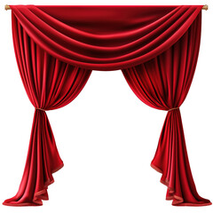 Detailed red curtain,  transparent background,