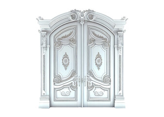 Big double Victorian style doors on transparent background