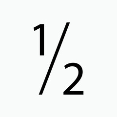 Fraction Icon. Format Numbers One Per Two, Mathematics Element Symbol. - obrazy, fototapety, plakaty