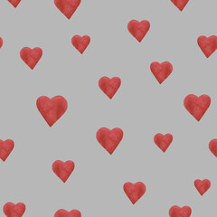 Watercolor seamless pattern of hearts - 649821557