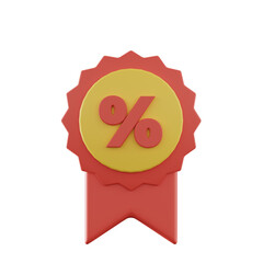 3d illustration of discount icon with medal