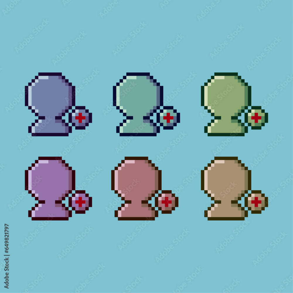 Poster pixel art sets of add friend with variation color item asset. simple bits of add friend on pixelated