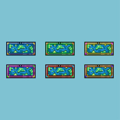 Pixel art sets of paper map with variation color item asset. simple bits of map items on pixelated style 8bits perfect for game asset or design asset element for your game design asset