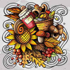 Autumn cartoon vector doodles illustration.