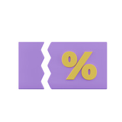 3d illustration of discount icon with coupon