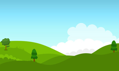 illustration of green hill landscape flat design 