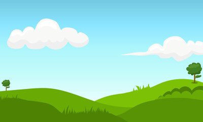illustration of green hill landscape flat design 