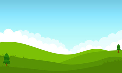illustration of green hill landscape flat design 