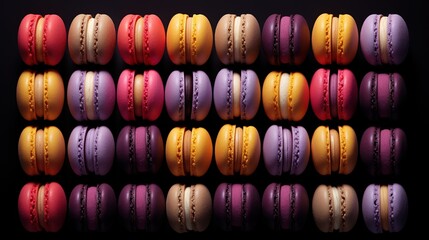 Generative AI, Assortment of macaroons, different french sweet cookies

