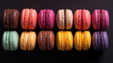 Generative AI, Assortment of macaroons, different french sweet cookies

